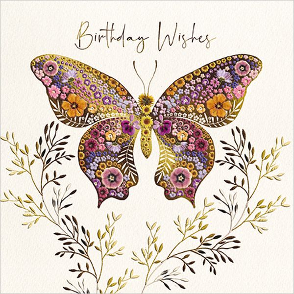 Embossed Card-Butterfly and Gold Branches