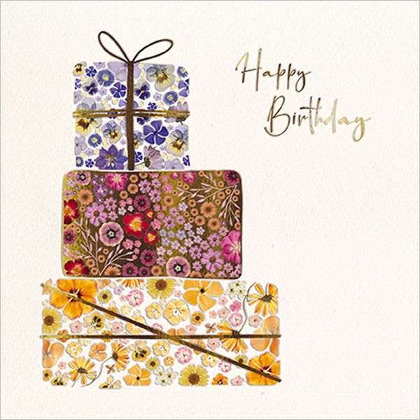 Embossed Card-Stack of Floral Gifts
