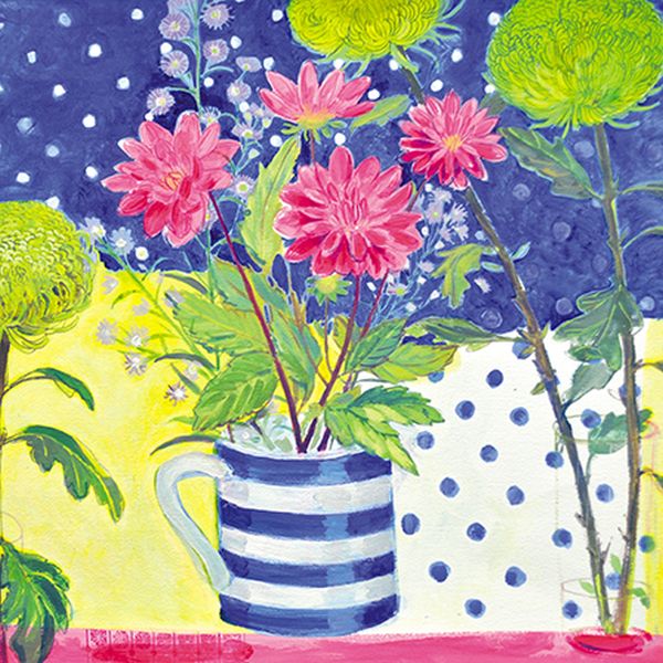 Card-Pink Dahlias, Late Summer