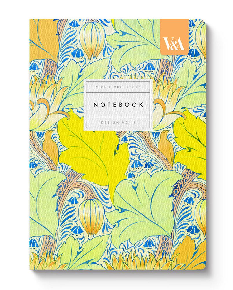 V&A A5 Textured Soft Cover Notebook-Neon Floral Arts & Crafts  