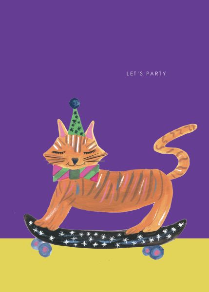 Card-Cat On Skateboard