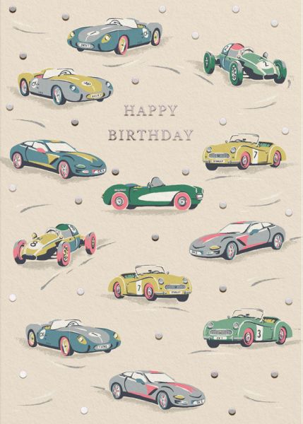 Cath Kidston Foil Card-Race Cars