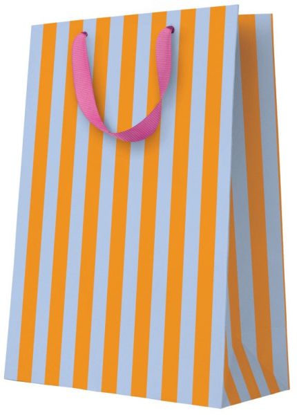Gift Bag Large-Orange and Blue Stripes