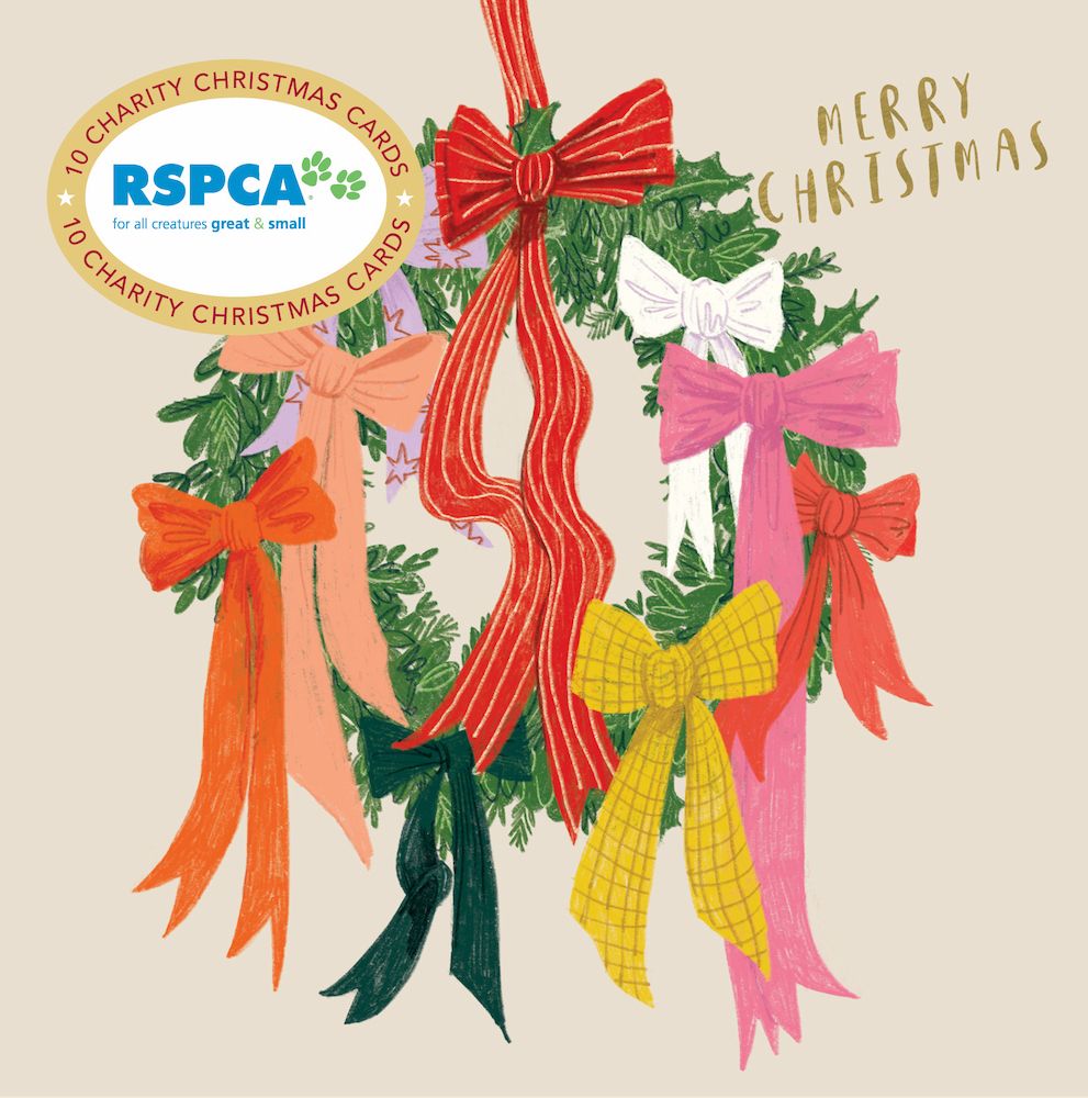 Christmas Card Wallet-RSPCA-Wreath Of Ribbons