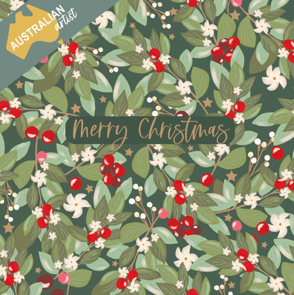 Christmas Card Wallet-BCNA-Leaves And Berries