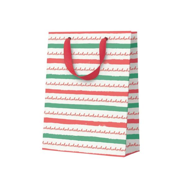 Gift Bag Medium-Ho Ho Ho Stripe