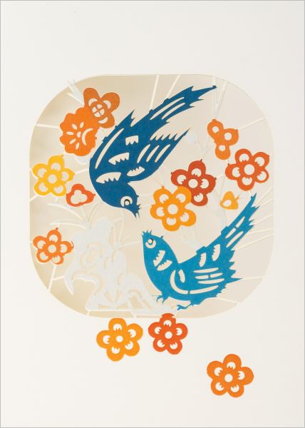 Laser Cut Card-Two Birds and Flowers