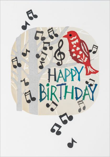 Laser Cut Card-Bird and Musical Notes