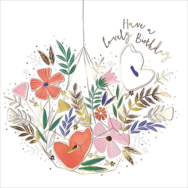 Embossed Card-Birthday Hanging Basket