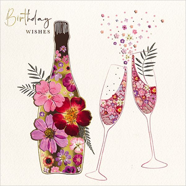 Embossed Card-Bottle and Glasses