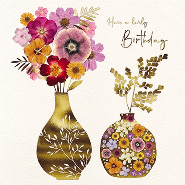 Embossed Card-Flower Vases