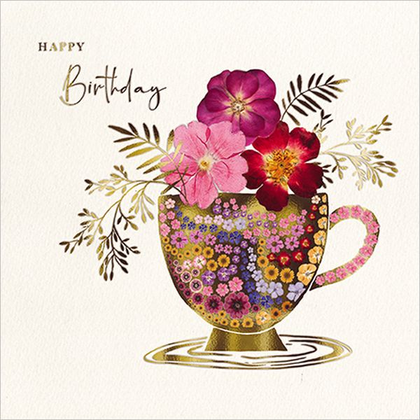 Embossed Card-Cup of Flowers