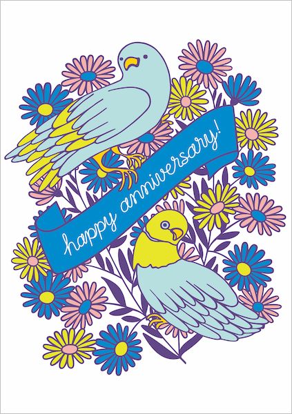 Card-Lovebirds Anniversary