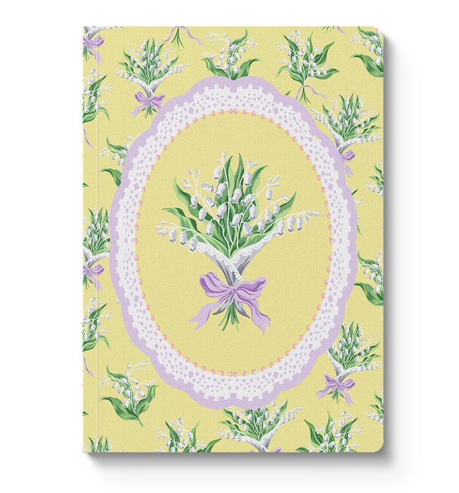 Cath Kidston A5 Textured Soft Cover Notebook-Yellow Lily of the Valley Vignette