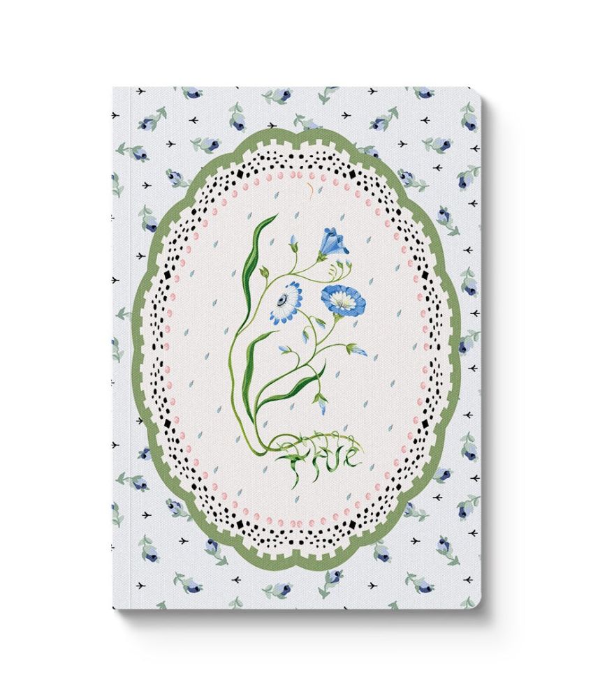 Cath Kidston A6 Textured Soft Cover Notebook-Blue & Cream Roots Vignette