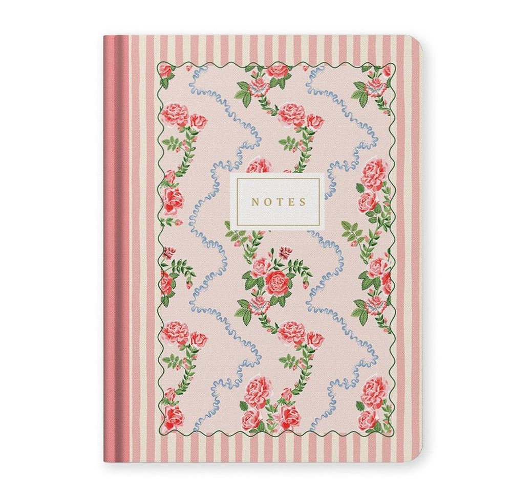 Cath Kidston B6 Premium Hard Cover Notebook-Rose Flutter Stripe