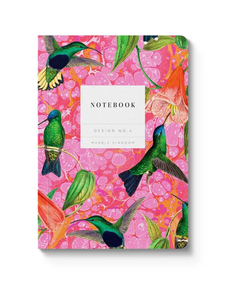 Kaleido A6 Textured Soft Cover Notebook-Marble Hummingbirds
