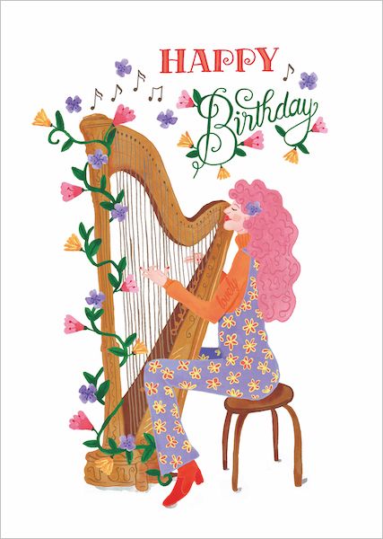 Card-Happy Harp Birthday
