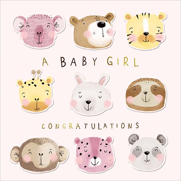 Embossed Card-Baby Girl Congratulations