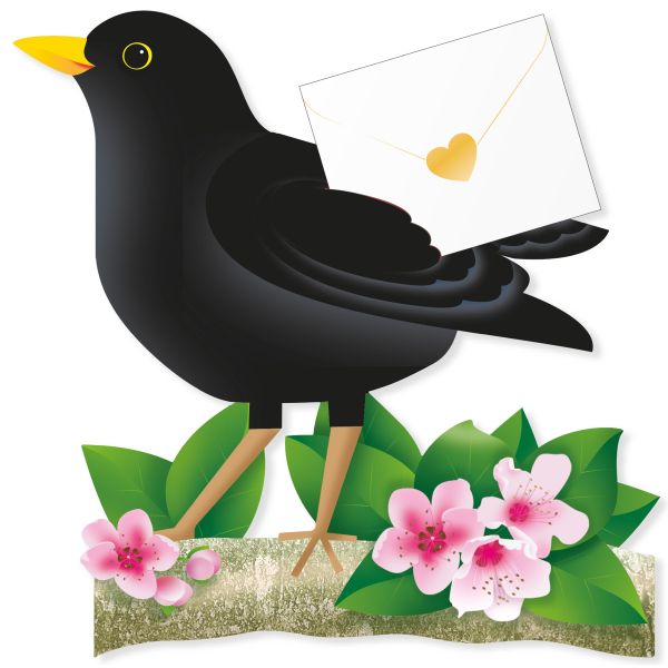 3D Card-Bird Blackbird