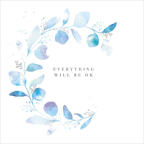 Foil Card-Inky Blue Leaves