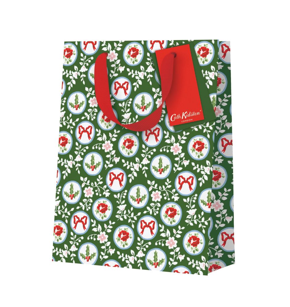 Cath Kidston Gift Bag Medium-Holly and Roses