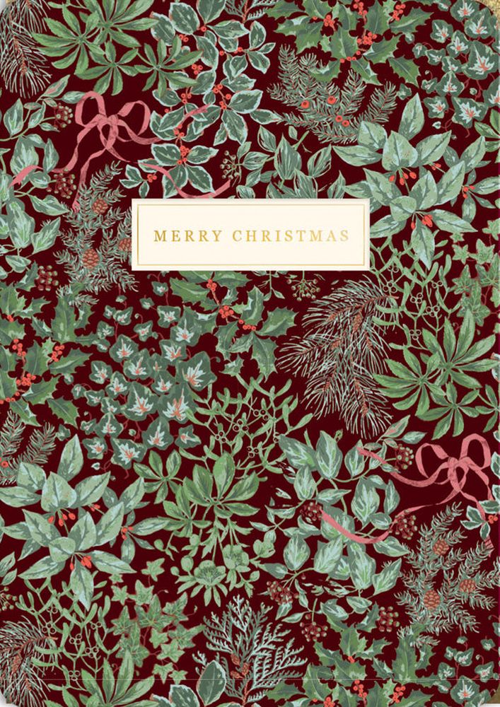 Laura Ashley Foil Card-Holly and Bows