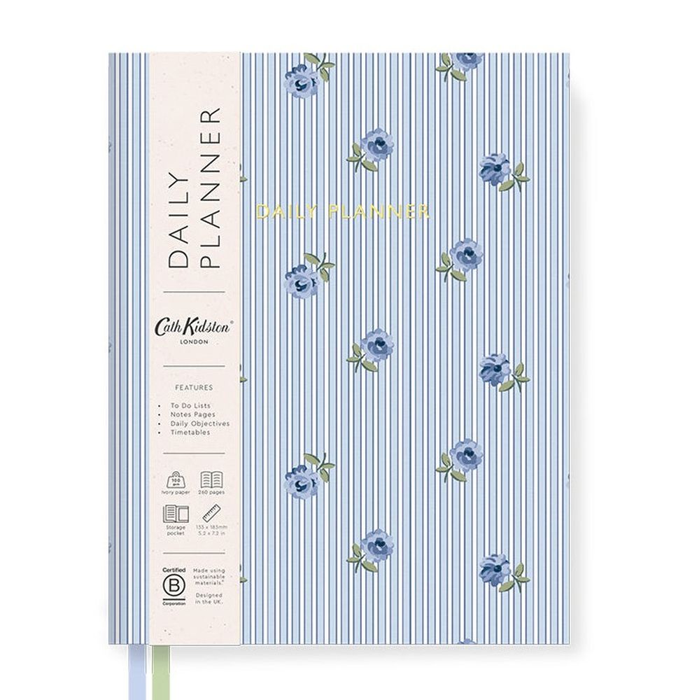 Cath Kidston B6 Fabric Daily Planner-Blue Stripe Floral