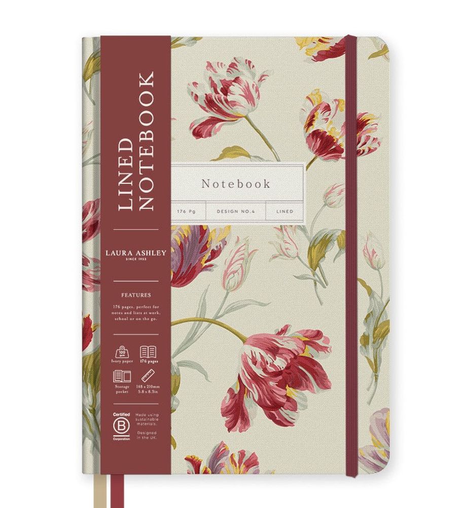 Laura Ashley A5 Premium Hard Cover Notebook-Gosford Cranberry
