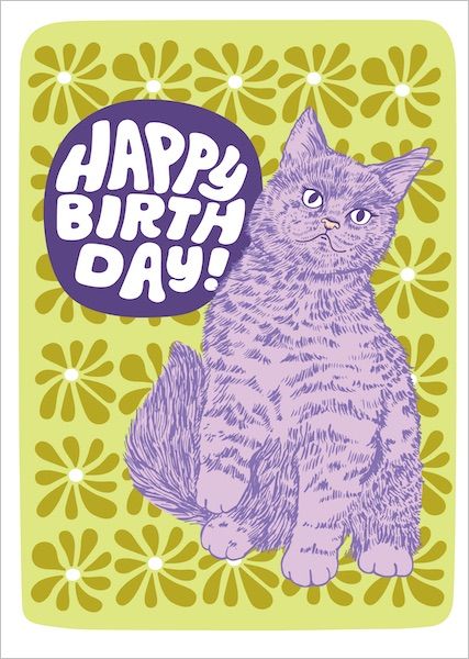 Card-Floral Cat Birthday