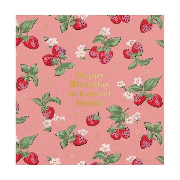 Mini Foil Card-Strawberries Birthday