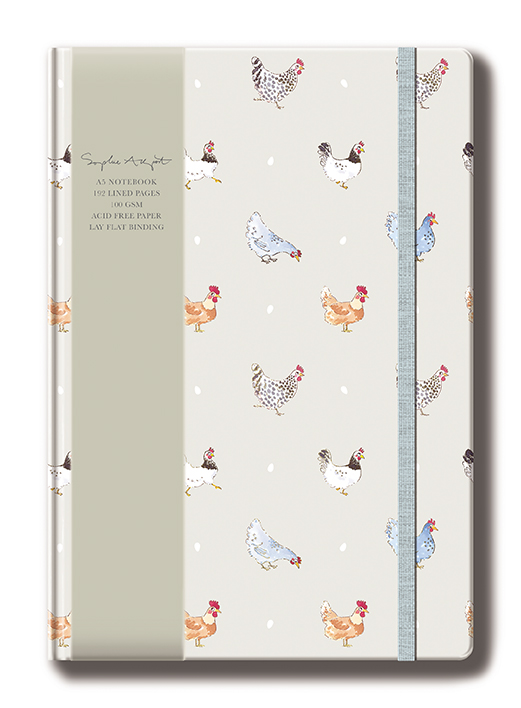 Sophie Allport A5 Hard Cover Notebook-Chickens