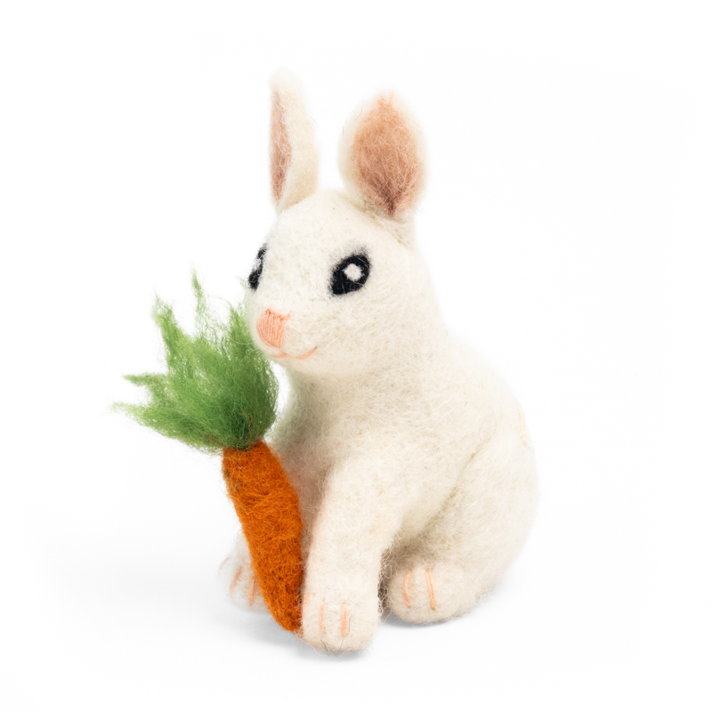 Handmade Felt White Rabbit