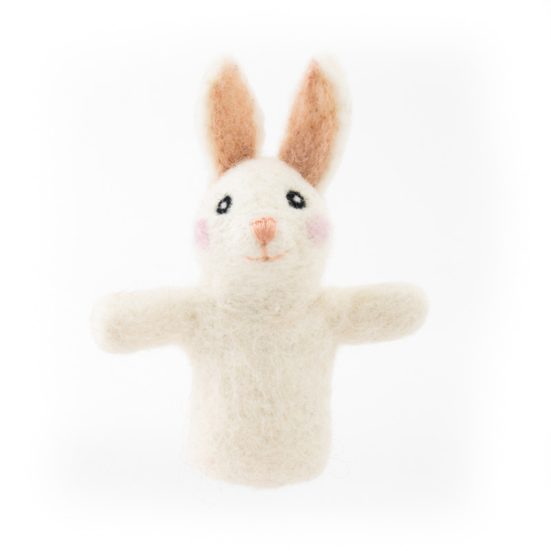 Finger Puppet-Felt White Rabbit