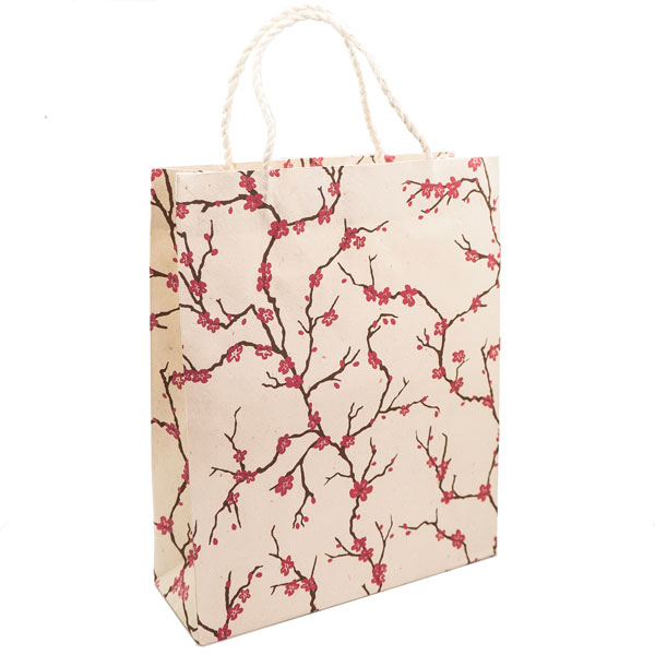 Gift Bag Large-Peach Magenta/Choco On Natural