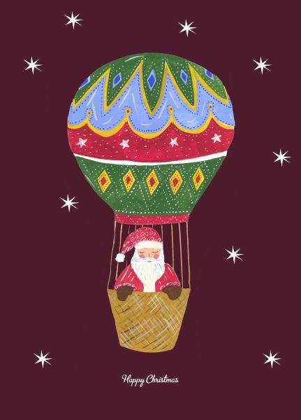 Card-Santa In Balloon