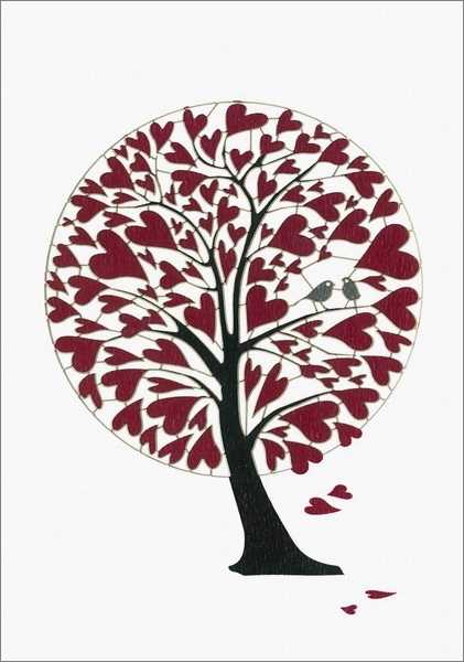 Laser Cut Card-Red Heart Tree