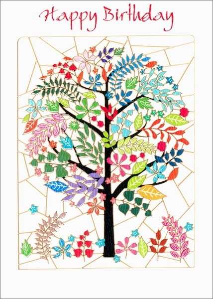 Laser Cut Card-Birthday Multicoloured Tree