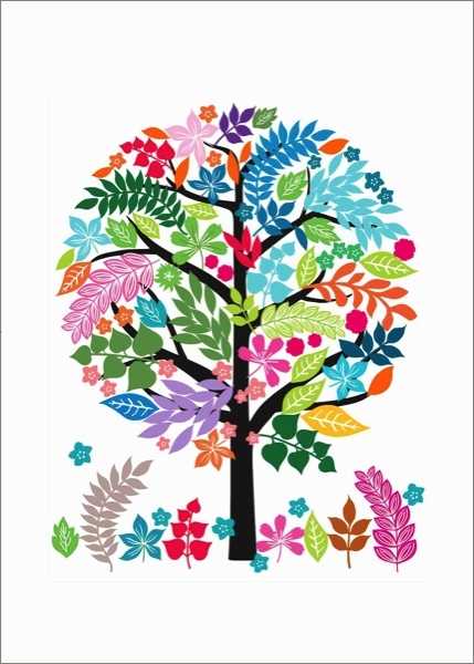 Laser Cut Card-Multicoloured Tree