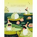 Foil Card-Singing Frogs Birthday