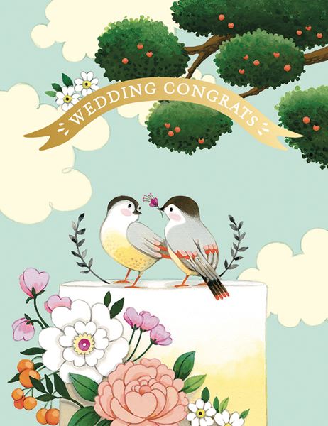 Foil Card-Birds On a Cake Wedding
