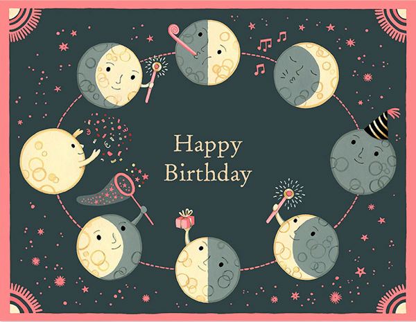 Foil Card-Moon Phases Birthday