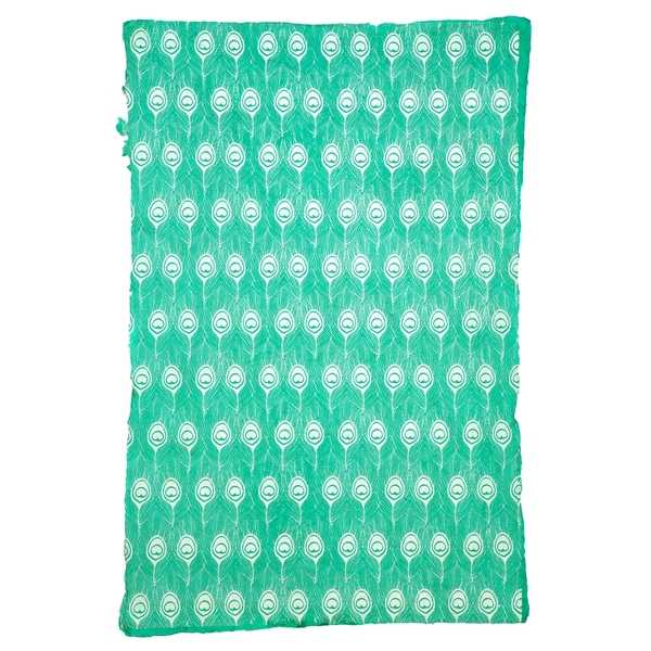 Wrap-Peacock Feather Silver On Sea Green