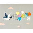 Foil Card-Swallow and Balloons Birthday