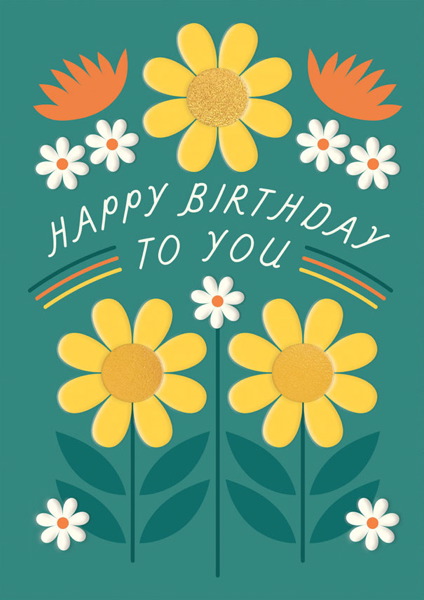 Foil Card-Happy Birthday To You Floral
