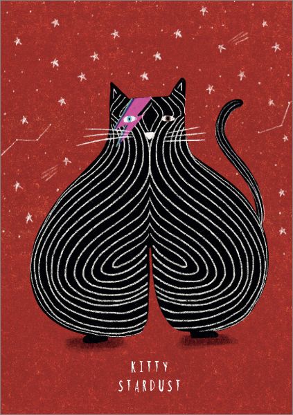 Card-Kitty Stardust Red