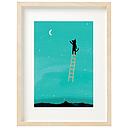 Art Print-Georgia O'Cat Ladder to the Moon