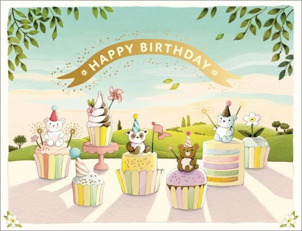 Foil Card-Cupcake Bears Birthday