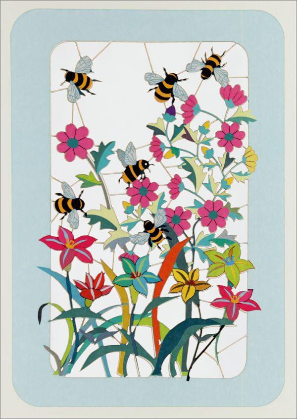 Laser Cut Card-Bees and Flowers