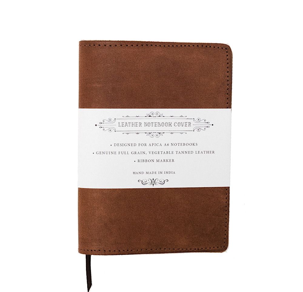 A6 Notebook with Leather Jacket-Tan